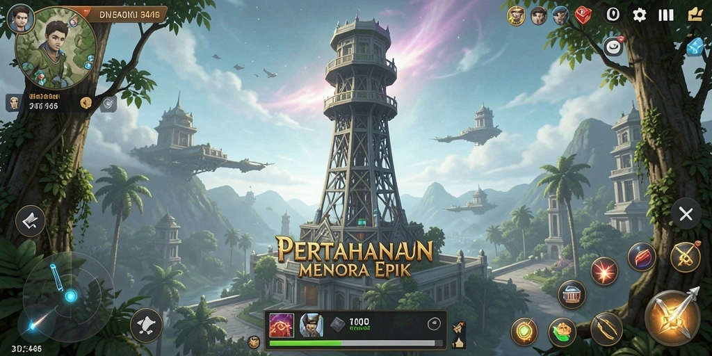 Screenshot utama 3446 menampilkan aksi menegangkan game Tower Defense.