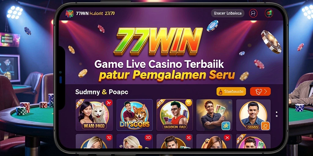 Screenshot gameplay Live Casino 77WIN dengan dealer profesional.