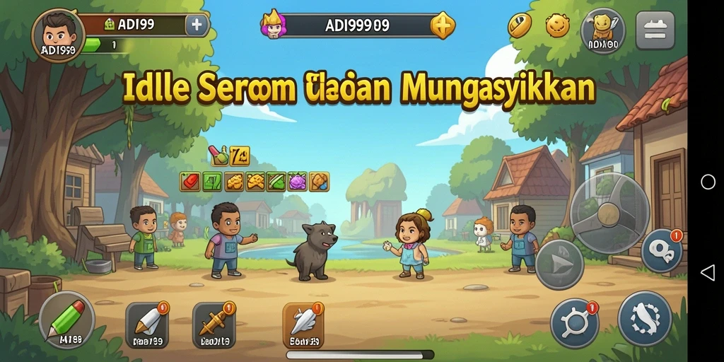 Tampilan gameplay <strong>ADI99</strong> dengan karakter yang sedang berkembang.