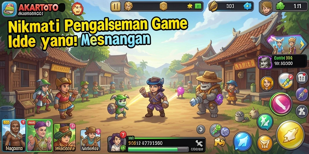 Screenshot gameplay AKARTOTO menampilkan karakter dan sumber daya yang dikelola dengan baik.