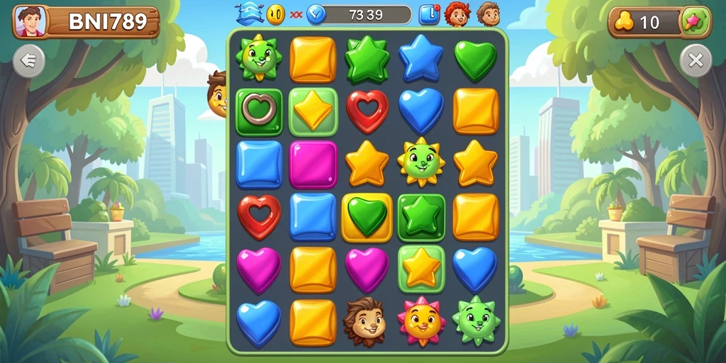 Tampilan gameplay BNI789 yang penuh warna dan seru.