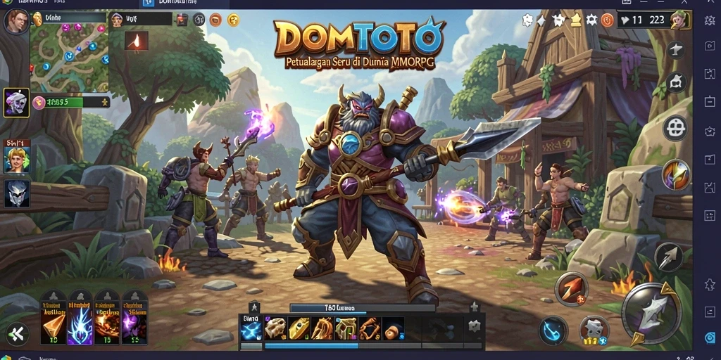 Screenshot utama DOMTOTO menampilkan aksi seru dalam petualangan MMORPG.