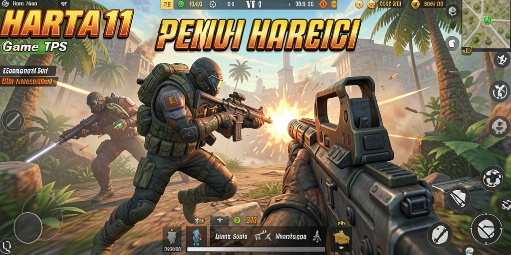 Tampilan gameplay seru dalam HARTA11, aksi TPS yang mendebarkan.