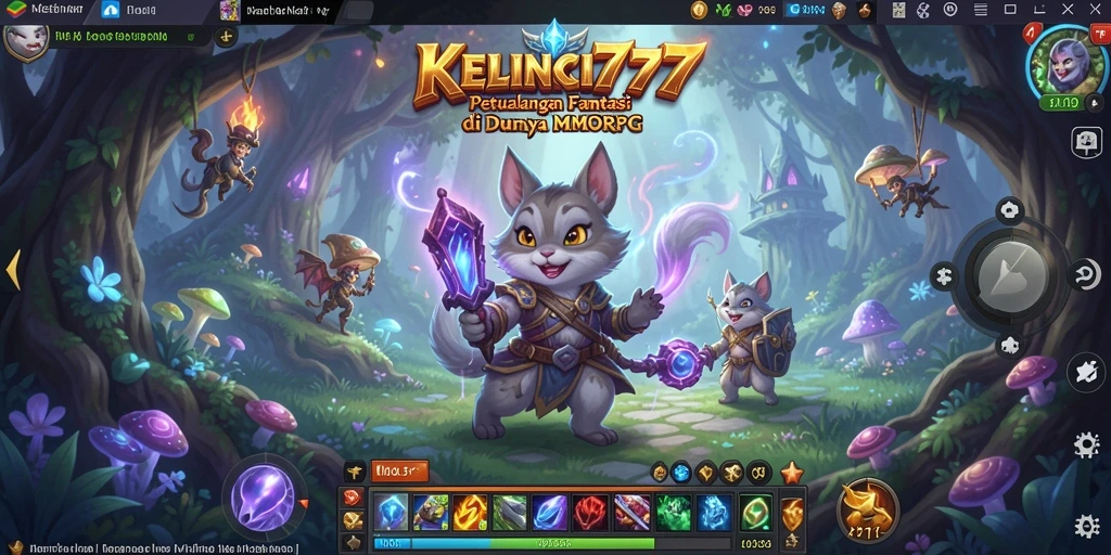 Screenshot gameplay KELINCI777 menampilkan pertempuran epik di dunia fantasi.