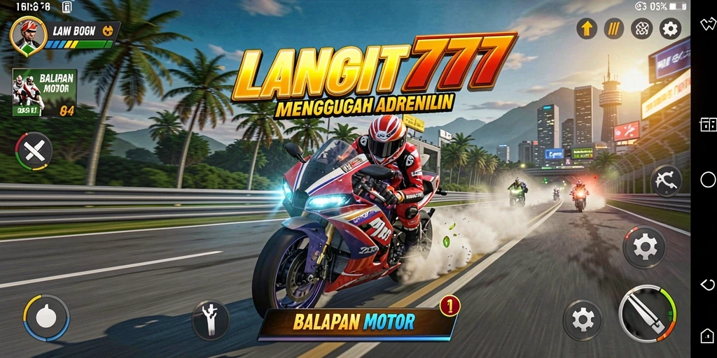 Tampilan gameplay menarik di LANGIT777 dengan adrenalin balapan motor.