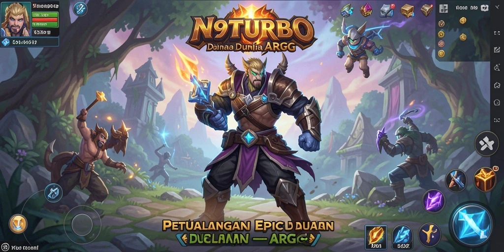 Tampilan gameplay N9TURBO yang mendebarkan dalam pertempuran ARPG.