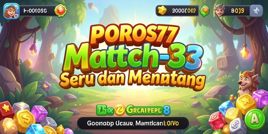 Screenshot gameplay POROS77 yang menunjukkan aksi Match-3 yang seru.