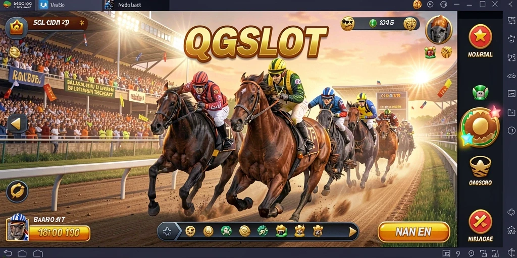 Screenshot QQSLOT menampilkan aksi balapan menegangkan dengan kendaraan berkecepatan tinggi.