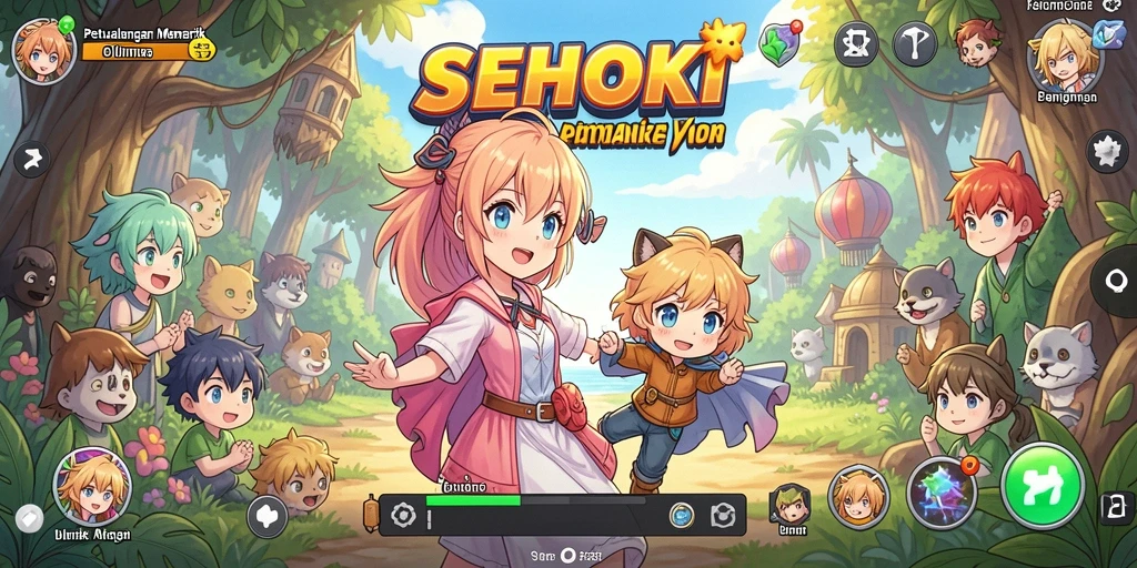 Tampilan gameplay menarik SEHOKI dengan karakter anime yang menawan.