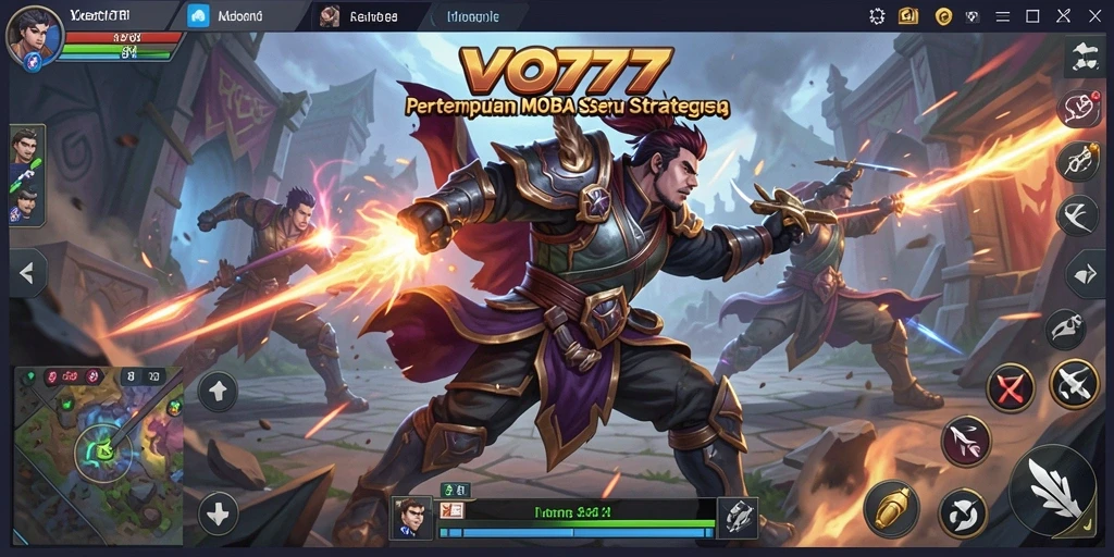 Tangkapan layar gameplay seru di VO777 dengan aksi pertempuran MOBA.